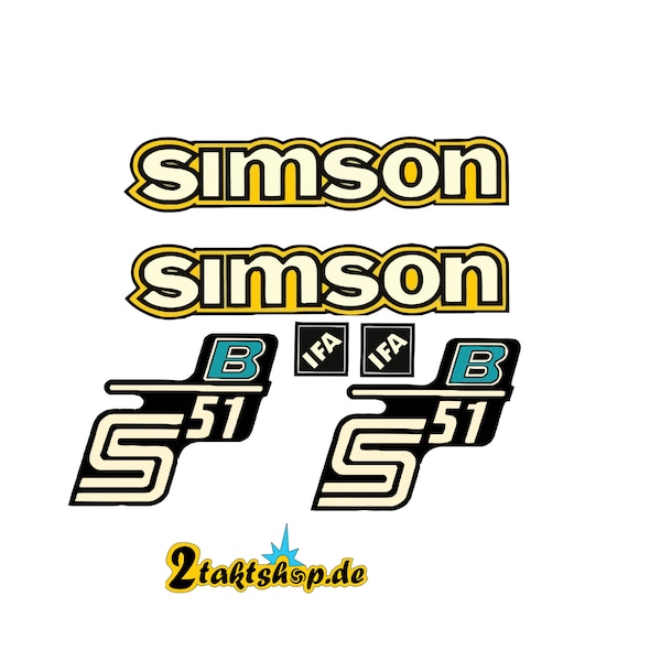 Dekorsatz Simson S51 B Retro Aufkleber Set Gelb IFA