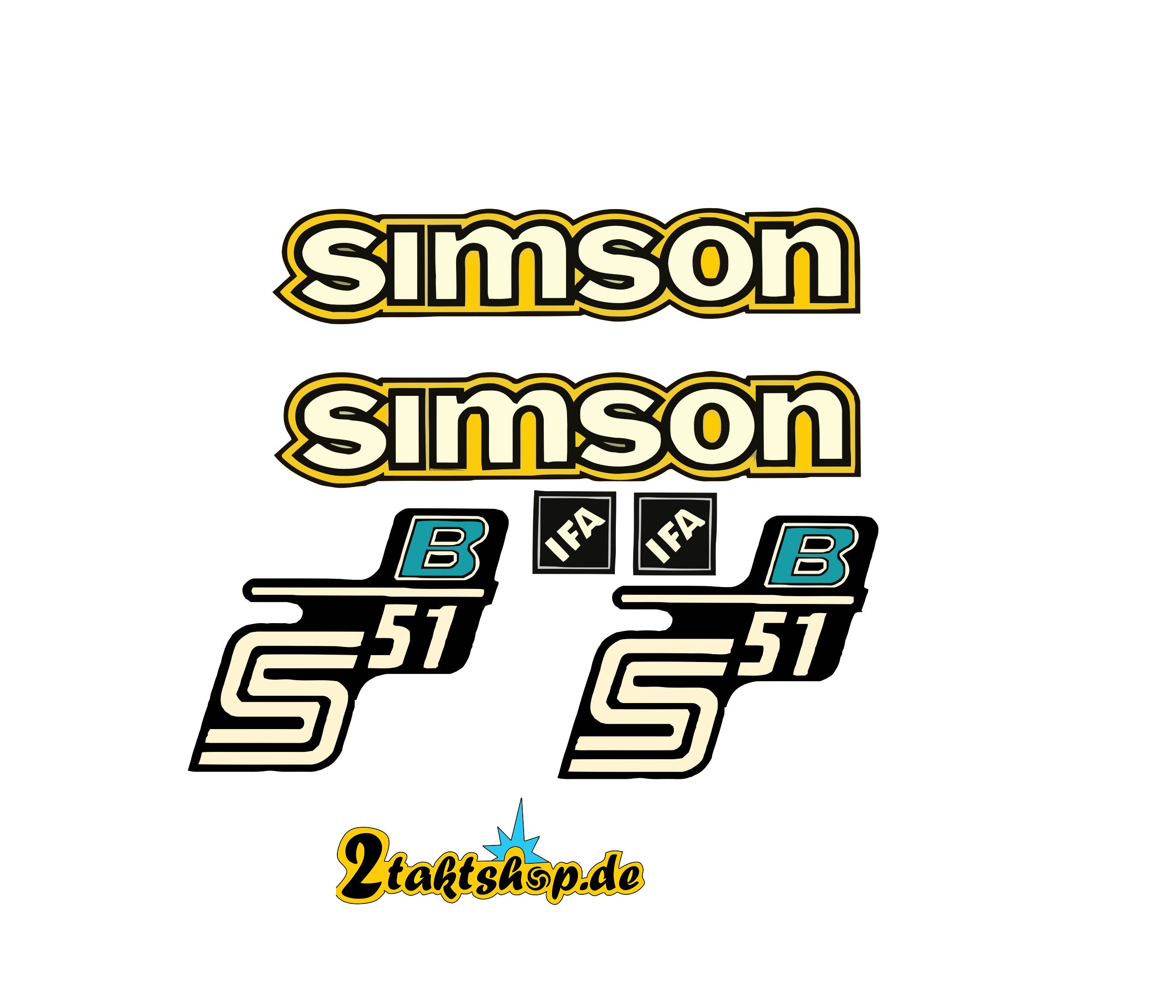 Set: Tank and side Lid Sticker adhesive film SIMSON S51