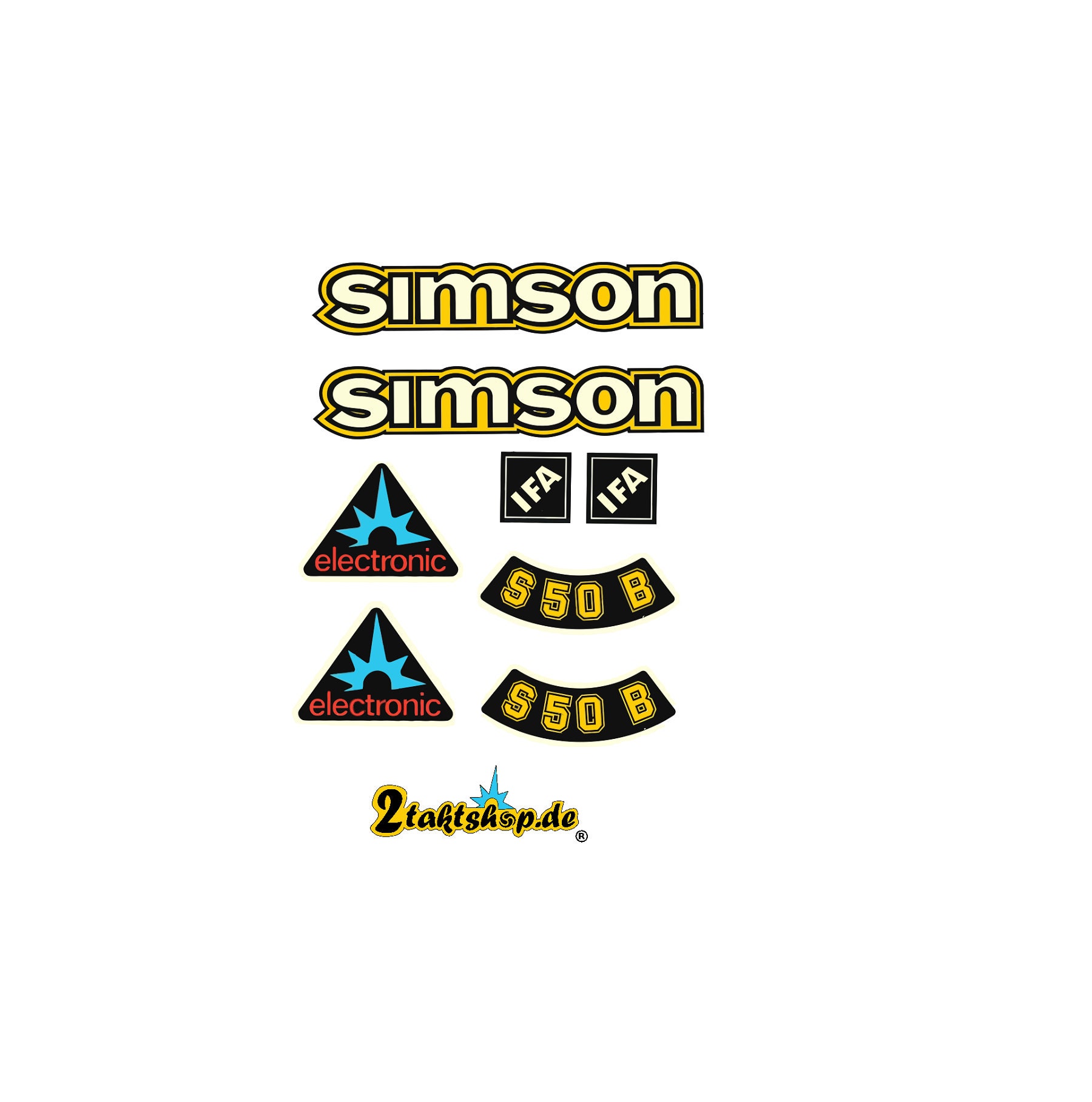 Set of stickers Simson S51 B white/black for tank and side cover