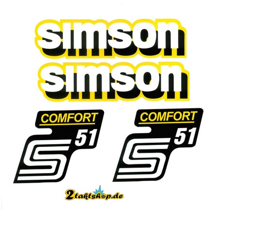4-piece decor set Simson S51 Comfort yellow retro sticker set