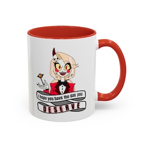 Hazbin Hotel Charlie Morning Star Accent Coffee Mug, 11oz - Cute Ceramic Cup, Gift for Fans, Kitchen Decor, Cartoon Character