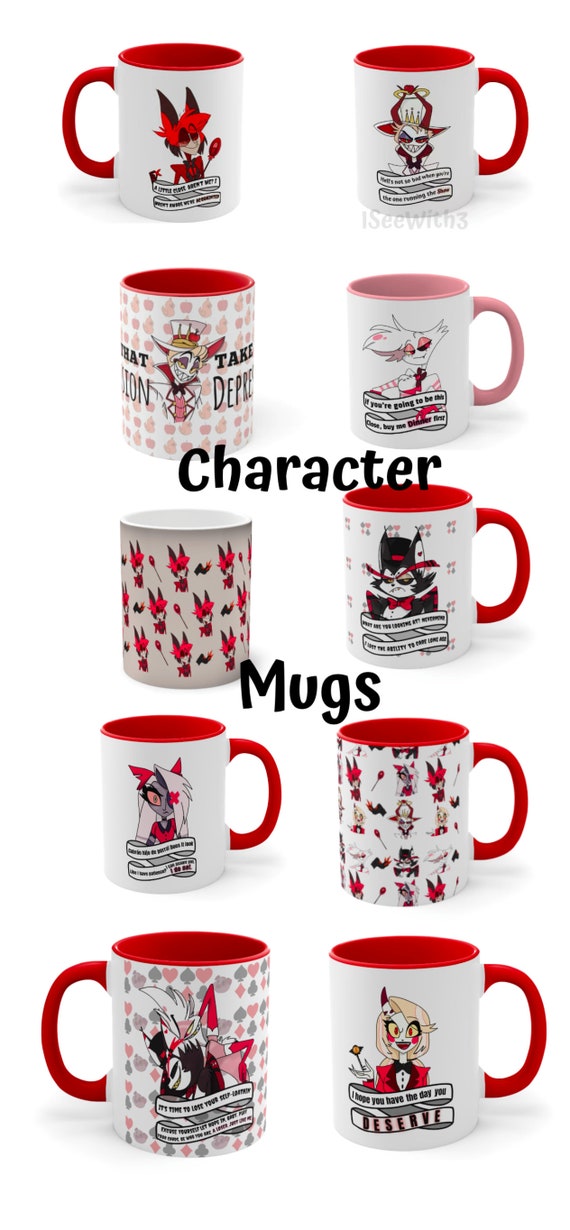 Husker Dust Hazbin Hotel Accent Coffee Mug, 11oz Angel Dust and