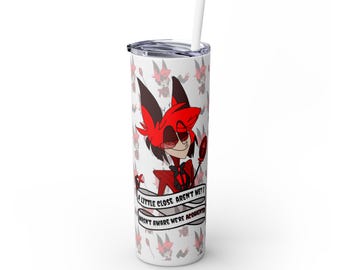 Alastor The Radio Demon Hazbin Hotel Skinny Tumbler, 20oz - Unique Gift Idea, Custom Drinkware, Travel Cup, Character Fan Merchandise