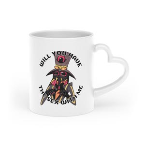 Sir Pentious Hazbin Hotel herzförmige Tasse, lustige Tasse, Cartoon Geschenk, Anime Tasse, Neuheit Trinkgeschirr, schelmische Charakter Tasse