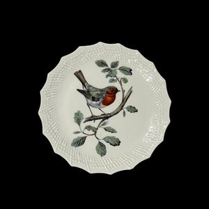 Vintage Limoges Hand-Painted Bird Plate – Scalloped Embossed Edge – French Porcelain Art