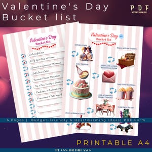 Lista de deseos para el día de San Valentín imprimible / Lista de tareas y actividades / Consejos para citas en solitario / Diario de amor propio para parejas / Imprimible A4 / PDF / Amor