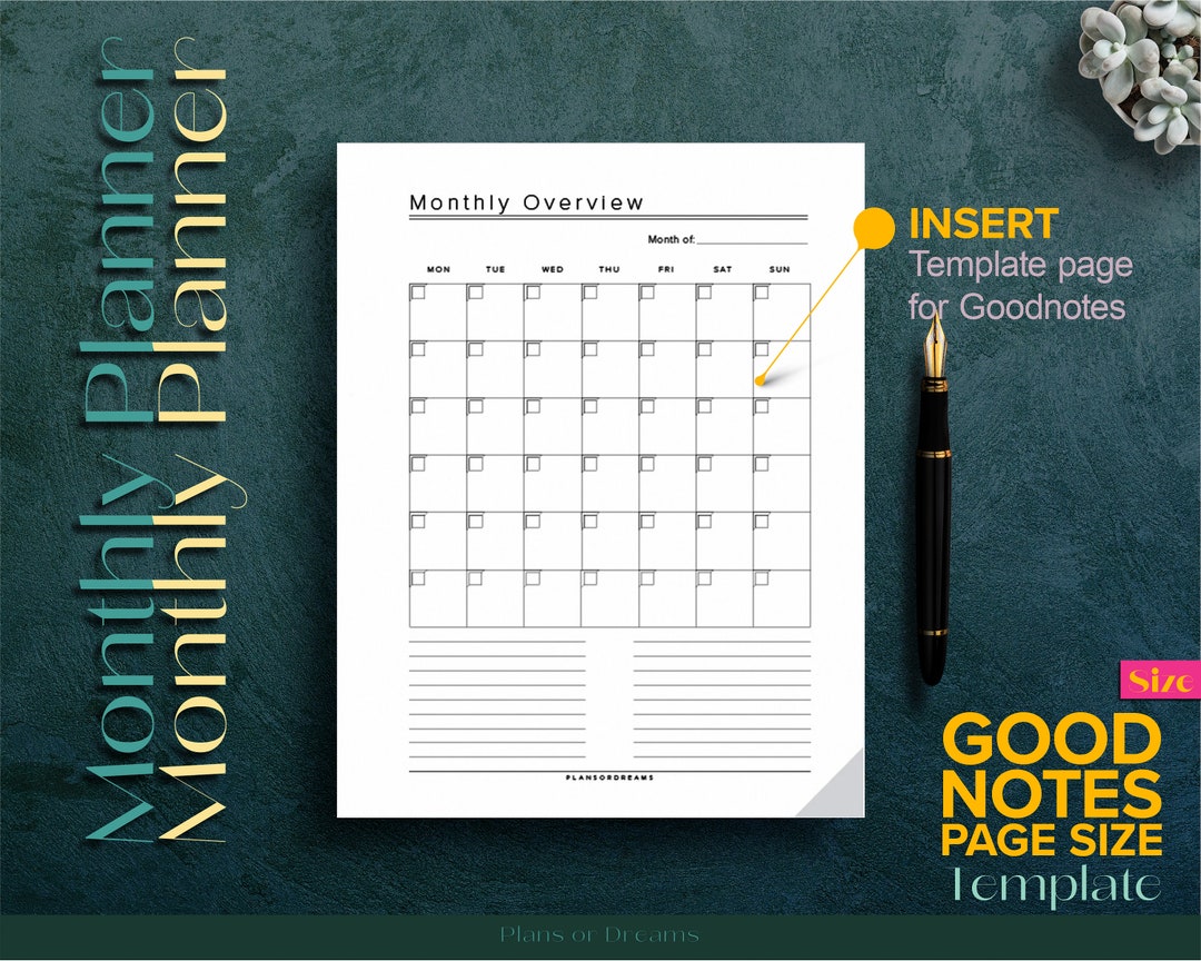Goodnotes Page Monthly Planner - Monthly Overview for Goodnotes App ...