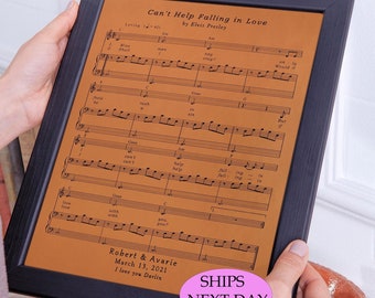 Leatherwork Anniversary Gift Sheet Music, Leather 9th Anniversary Gift Love Etched in Leather, Couple Gift Sheet Music Notes, Labor Day Gift