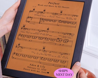 Engraved Leather Sheet Music: Anniversary Wedding Song Gift