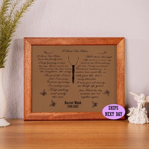 Personalized Memorial Leather Frame: Butterfly Wings Sympathy Gift