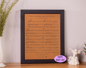 Personalized Music Sheet Engraved on Real Leather Sheet Music Art Leather, Personalized Gifts, Wedding Anniversary, First Anniversary