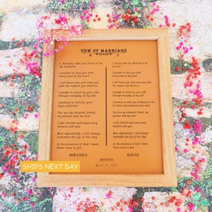 Personalized Leather Wedding Vows Sign: Anniversary Keepsake