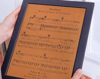 Leatherwork Anniversary Gift Sheet Music, 3rd Anniversary Gift, Love Etched in Leather, Couple Anniversary Gifts