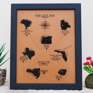 Personalized Our First Date Map Acrylic Plaque, Custom Map Plaque