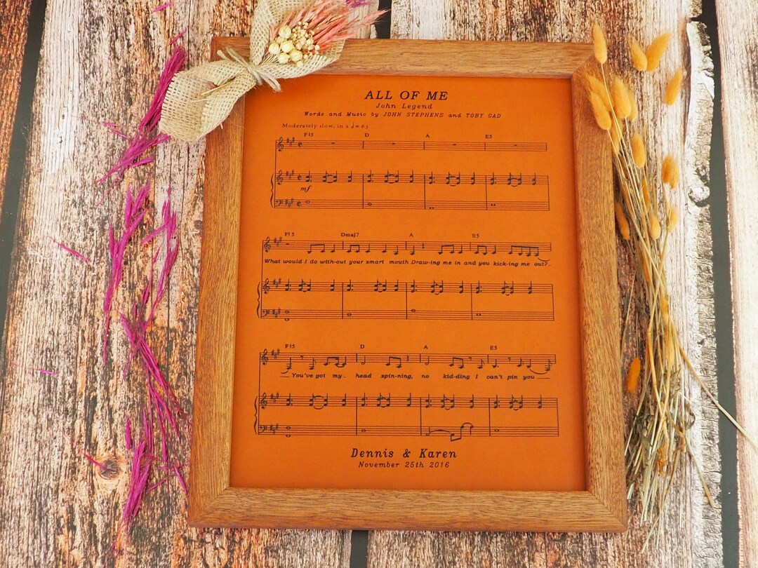 Personalized Music Sheet Engraved on Real Leather Sheet Music Art