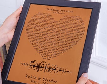 Engraved Leather Song Lyrics Art, Personalized Anniversary Gift