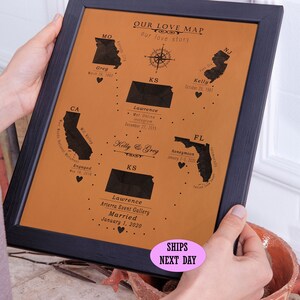 Beziehungsreise Karte | Fernbeziehung Karte | Handgefertigte Leder Love Map | Einzigartiges Beziehungsgeschenk | Handgefertigte Liebeskarte
