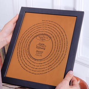 Personalized Leather Song Lyrics Print, Anniversary Gift