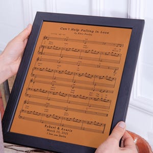 Leatherwork Anniversary Gift Sheet Music, Leather 9th Anniversary Gift Love Etched in Leather, Couple Gift Sheet Music Notes, Labor Day Gift