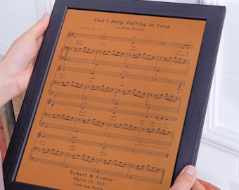 Leatherwork Anniversary Gift Sheet Music, Leather 9th Anniversary Gift Love Etched in Leather, Couple Gift Sheet Music Notes, Labor Day Gift