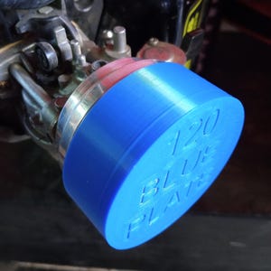 May include: A blue plastic cap with the text "120 BLUE PLATE" printed on it.