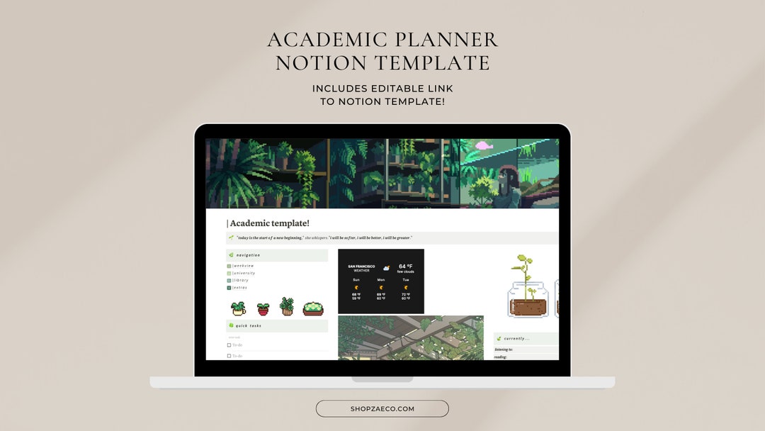 Academic Planner Notion Template for School Organization Digital Planners for College Planning ...