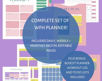 Printable WFH Project Planner: Daily, Weekly, Monthly (PLR)