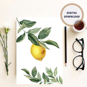 Printable Lemon Art Botanical Décor Citrus Illustration - Etsy