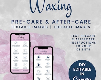 Editable Waxing Precare & Aftercare Phone Cards, Textable Waxing Aftercare, Digital Waxing After Treatment Instructions Image, SKU WDT5E