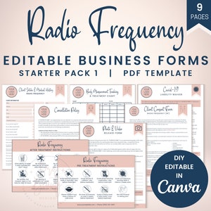 Radio Frequency Business Forms including Intake and Consent, Editable RF Skin Tightening Precare and Aftercare for Estheticians, SKU RFSP1