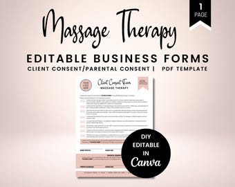 Bearbeitbares Einverständniserklärung für Massagetherapie, Massagetherapie-Therapeut Geschäftsformulare, Spa-Formulare und Druckbare, Lymphmassage, SKU MC1