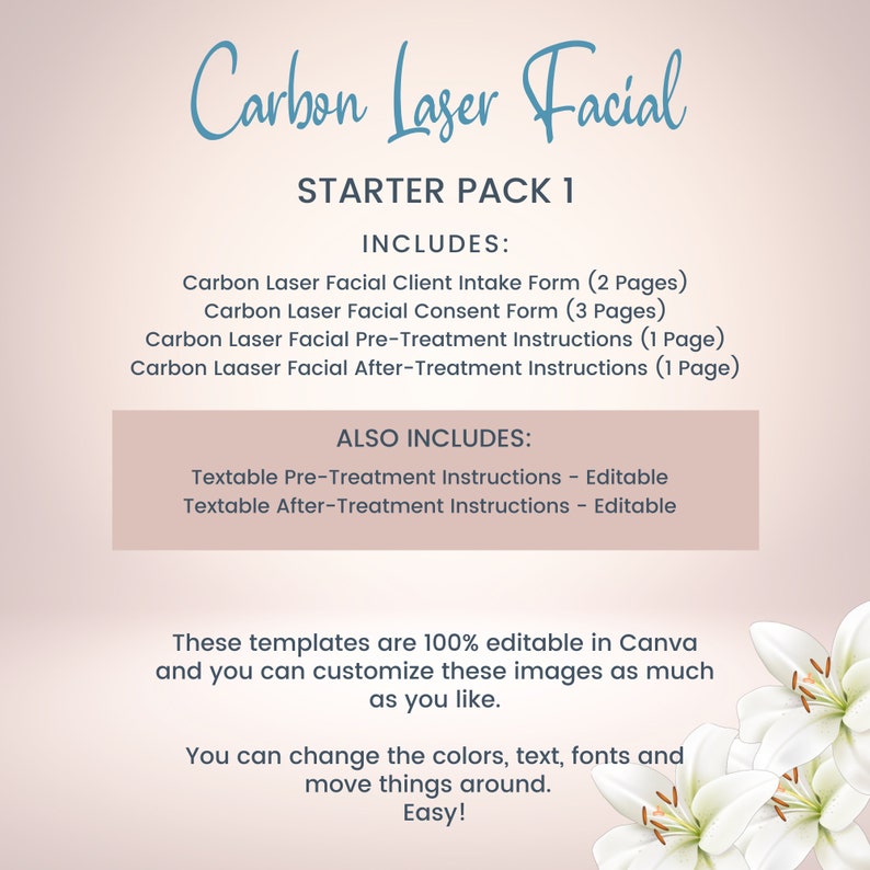 Carbon Laser Facial Business Forms Editable China Doll Facial Etsy Australia