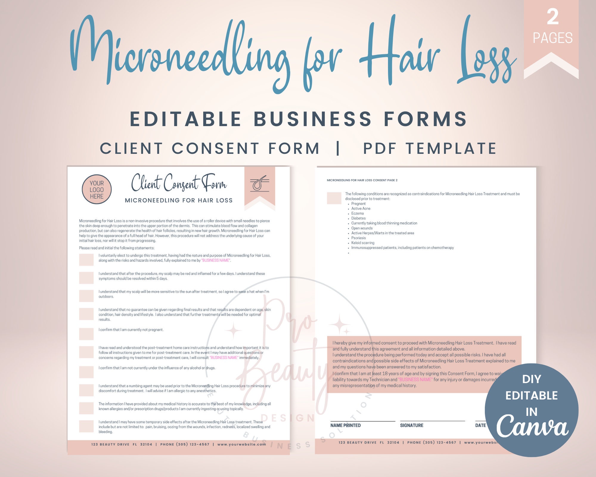 Microneedling for Hair Loss Client Consent Forms Business - Etsy Microneedling for Hair Loss Client Consent Forms Business - Etsy