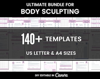 Body Sculpting Forms Bundle, 110+ bearbeitbare Canva-Vorlagen, Kavitation,RF & EMS Consent, Intake Forms für Spa und Klinik, SKU UBSB1