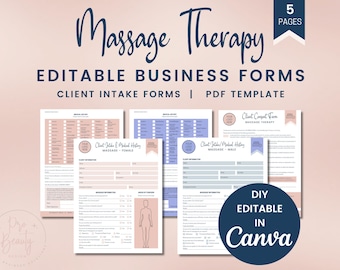 Editable Massage Therapy Consent Form, Male and Female Massage Client Intake Form Templates, Massage Therapy Business Forms, MCIC1