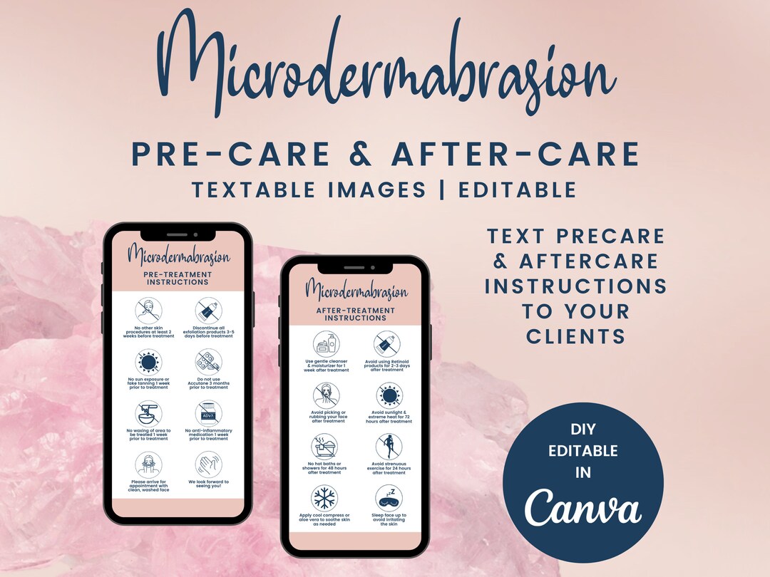 Textable Microdermabrasion Precare and Aftercare Cards, Digital