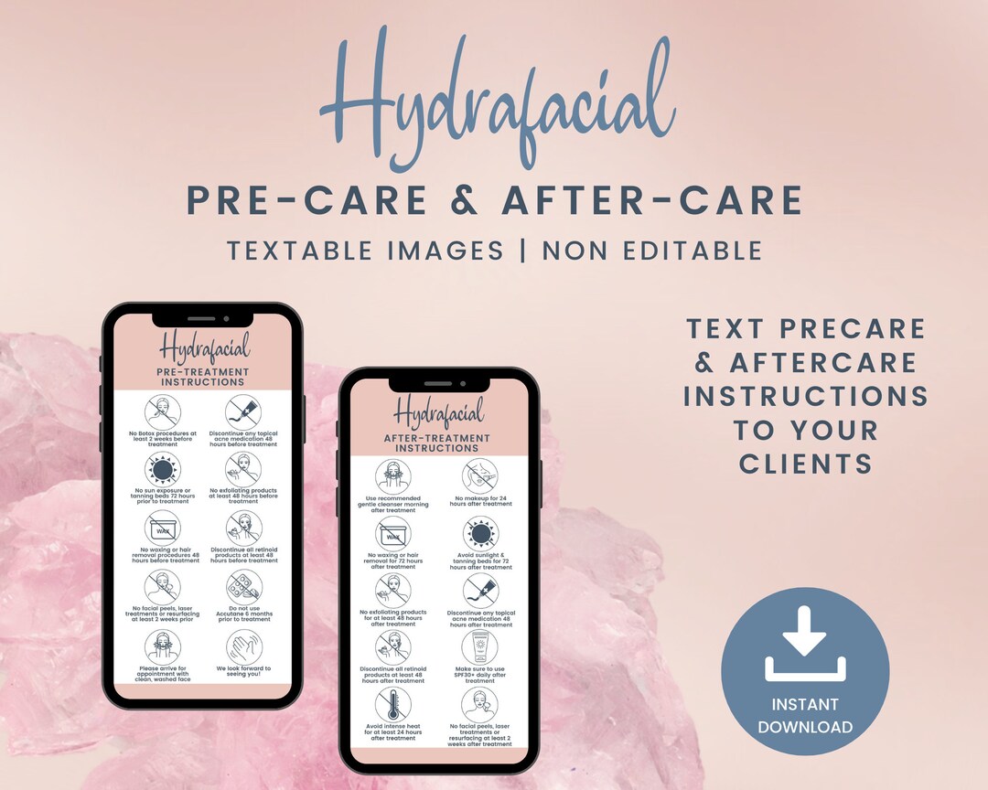 Textable Hydrafacial Precare and Aftercare Cards Digital - Etsy Canada