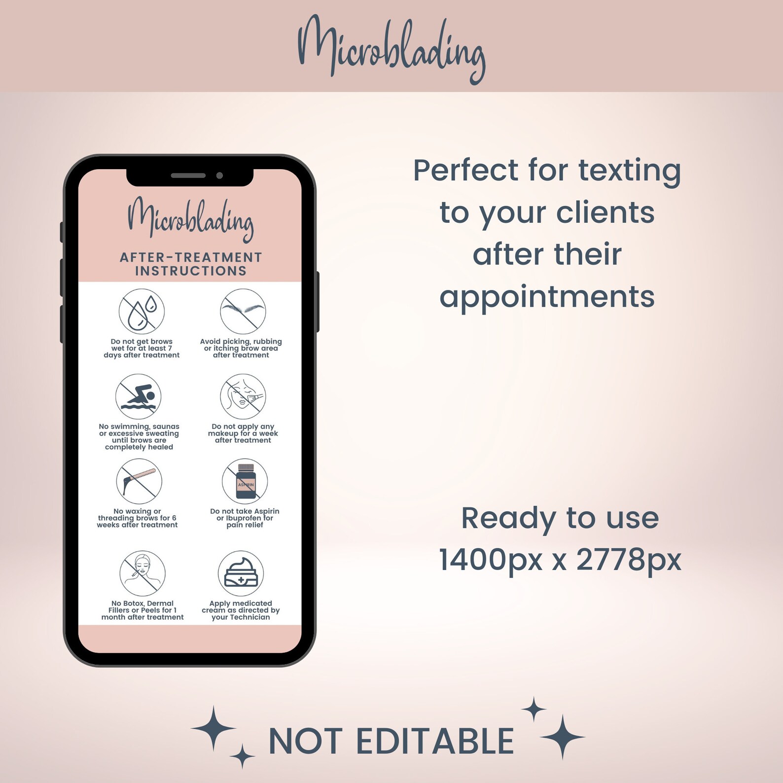 Microblading Precare Microblading Precare and Aftercare, Textable Digital Microblading Cards ...
