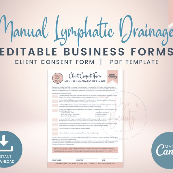 Lymphatic Drainage Intake Forms Etsy UK