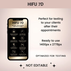 Textable HIFU 7D Precare and Aftercare Cards, Ultrasound Therapy for Skin Tightening, Non Surgical Facelift, Collagen Regrowth, SKU HIFU71 image 4