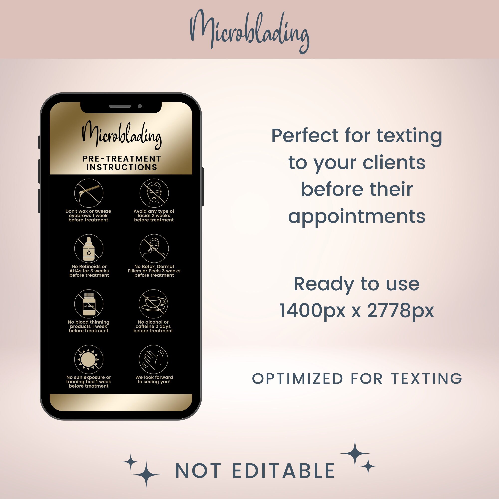 Microblading Precare Microblading Precare and Aftercare, Textable Digital Microblading Cards ...