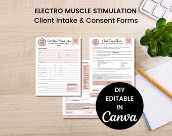 Electro Muskelstimulation Kundenaufnahmeformular, bearbeitbar EMS Einverständniserklärung und Haftungsverzicht, Körperformungs-Business Forms, SKU EMSCIC2
