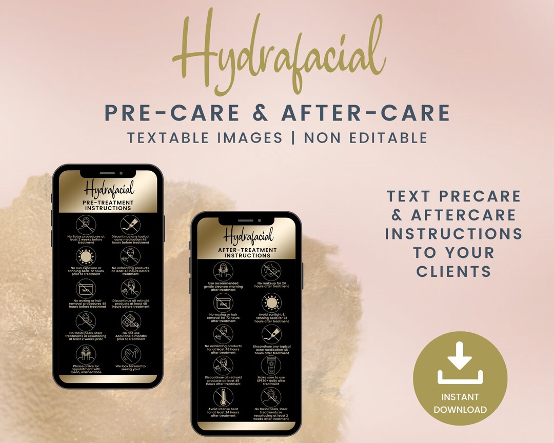 Hydrafacial Digital Precare and Aftercare Cards, Textable Aftercare