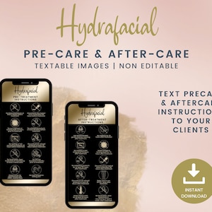 Hydrafacial Digital Precare and Aftercare Cards, Textable Aftercare Instructions, PNG Images for Estheticians, Facial Care Card, SKU HFDT3