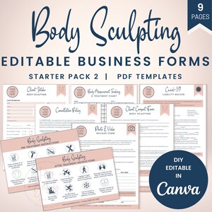 Editable Body Sculpting Templates, Body Contouring Forms for Esthetician Business, Printable Fat Cavitation Form, Body Measurement SKU BSSP2