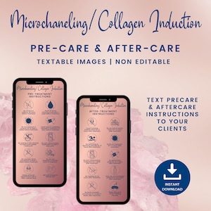 Microchaneling Precare and Aftercare Cards, Digital Collagen Induction Aftercare Instructions for Estheticians, Skin Pen Needling SKU MCDT1