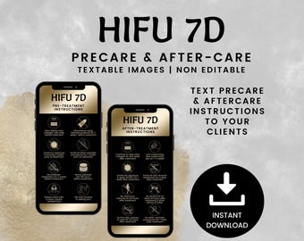 Textable HIFU 7D Precare and Aftercare Cards, Ultrasound Therapy for Skin Tightening, Non Surgical Facelift, Collagen Regrowth, SKU HIFU71