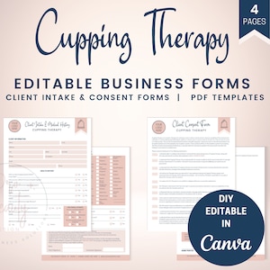 Cupping Therapy Client Intake Forms and Medical History, Massage Therapy Client Consent and Liability Waiver, Vacuum Therapy, SKU CTCIC1