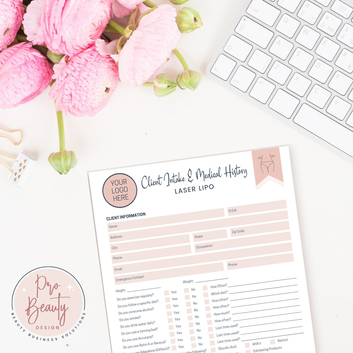 Editable Laser Lipo Client Intake Forms, Body Sculpting Consultation Business Form, Printable ...