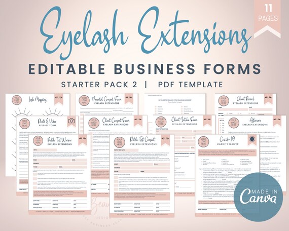 Editable Lash Extension Templates Starter Pack Eyelash Artist | Etsy ...